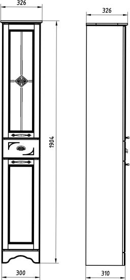 Пенал ASB-Woodline Бергамо 30 белый, патина серебро