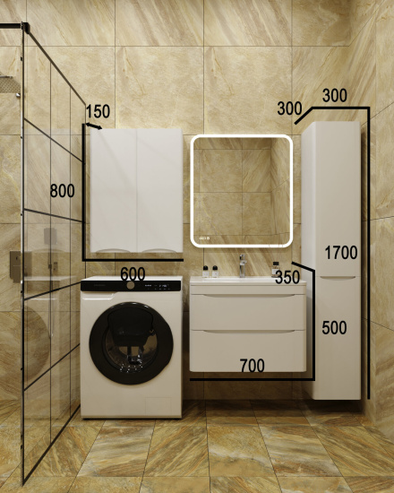 Тумба с раковиной Style Line Бергамо мини 70 2 ящика Люкс антискрейтч белая, Plus подвесная