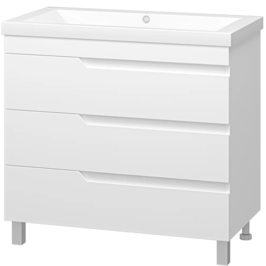 Тумба с раковиной Misty Софт 90 напольная, белая эмаль