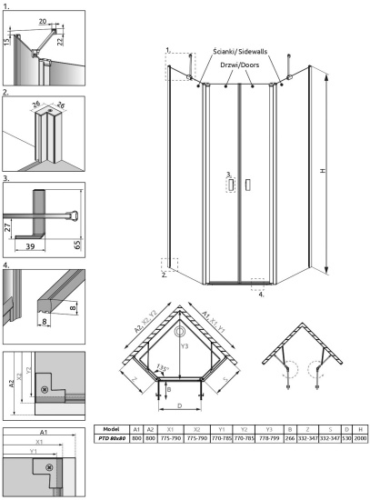 Душевой уголок Radaway Nes Black PTD 80x80