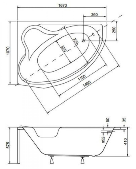 Акриловая ванна Besco Delfina 160 L