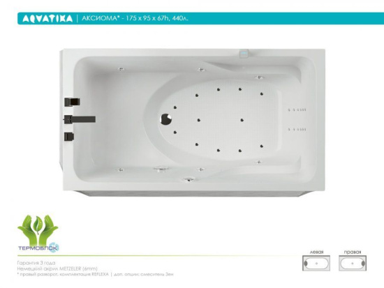 Акриловая ванна Aquatika Аксиома 175 см Standart