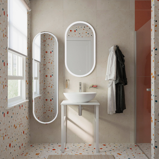 Консоль Diwo Элиста 60 белый мрамор, с раковиной Moduo 55 Leaf