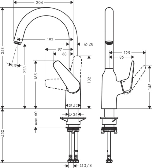 Смеситель для кухни Hansgrohe Focus M42 71802000 хром