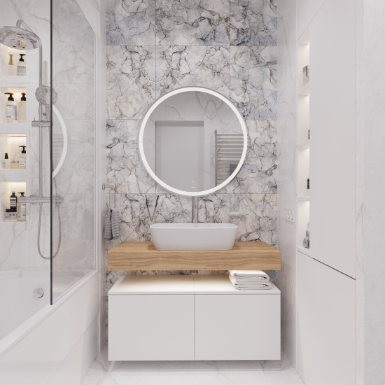 Мебель для ванной Stworki Ольборг 100 столешница дуб французский, без отверстий, 2 тумбы 50, с раковиной Vitra Shift