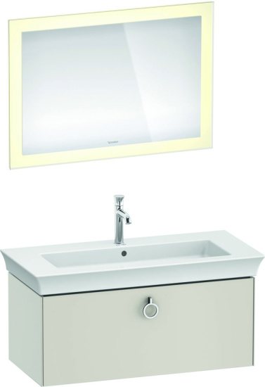 Тумба с раковиной Duravit White Tulip 105 с ручкой, скандинавский белый шелковисто-матовый