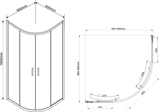 Душевой уголок Vincea Garda VSQ-1G900CL 90x90, профиль хром, стекло прозрачное
