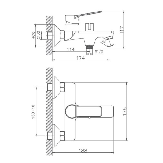 Смеситель для ванны Haiba HB60559 хром
