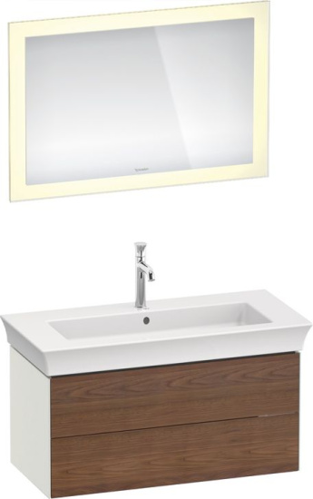 Тумба с раковиной Duravit White Tulip 105 2 ящика, американский орех, белый шелковисто-матовый