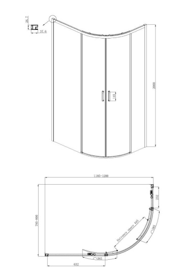 Душевой уголок Ambassador Queen 11011103L 120x80 см