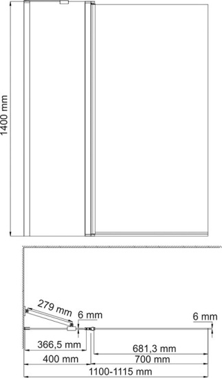 Шторка на ванну Wasserkraft Berkel 48P02-110 Fixed
