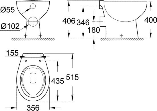 Чаша для унитаза приставного Grohe Bau Ceramic 39430000