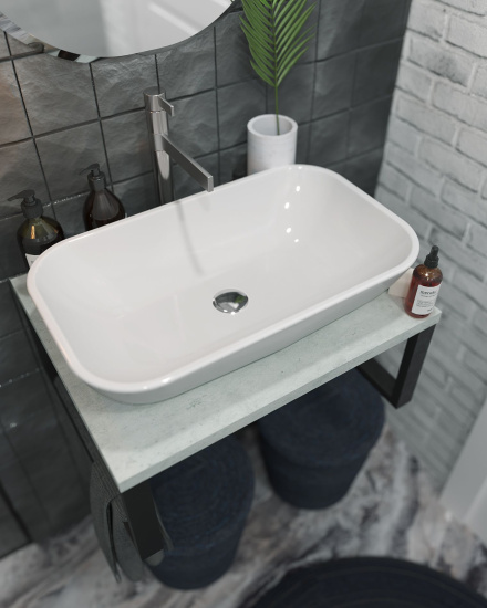 Столешница с раковиной 1MarKa Grunge Loft 60 бетон светлый
