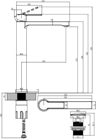 Смеситель для раковины Villeroy & Boch Architectura TVW10300500061