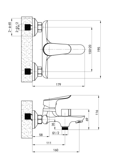 Смеситель для ванны Esko AT 54 w/a