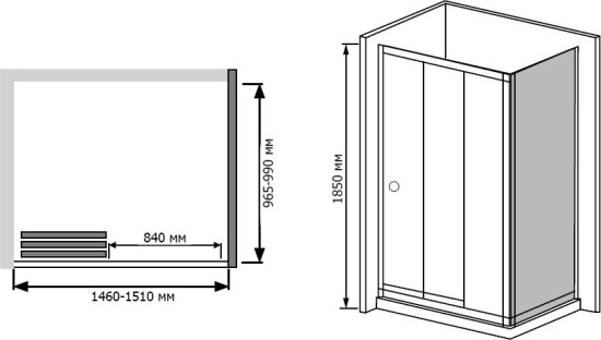 Душевой уголок RGW Classic CL-40 (1460-1510)х1000 профиль хром