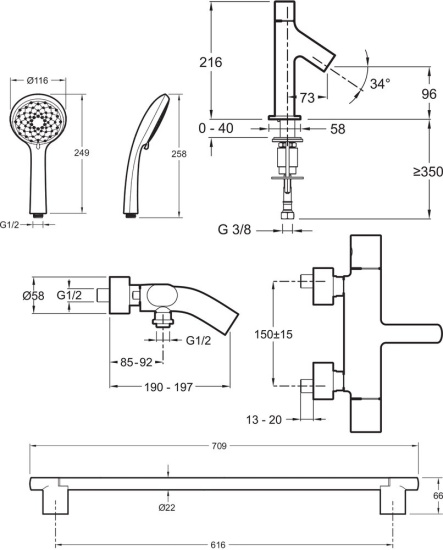 Душевой комплект Jacob Delafon Talan E10378RU-CP + E10105RU-CP + E99899RU-CP