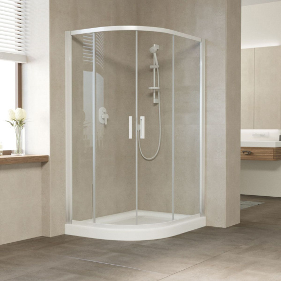 Душевой уголок Vegas Glass ZS-F 120*100 01 01 профиль белый, стекло прозрачное