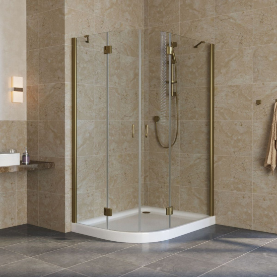Душевой уголок Vegas Glass AFS-F Lux 120*110 05 01 R профиль бронза, стекло прозрачное