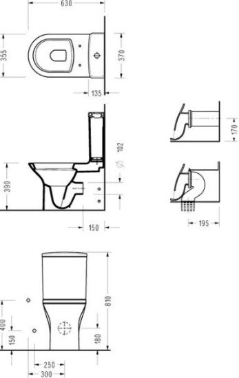 Унитаз-компакт Serel Nita NT02SLBM с функцией биде, с ультратонким сидением