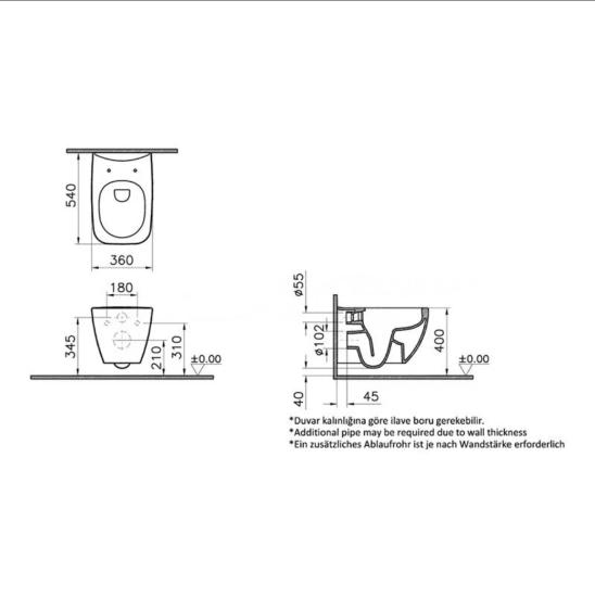 Унитаз подвесной VitrA Shift 7742B003-0075 безободковый