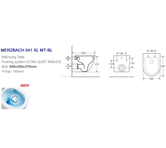 Подвесной унитаз WeltWasser SK Merzbach 041 XL MT-BL