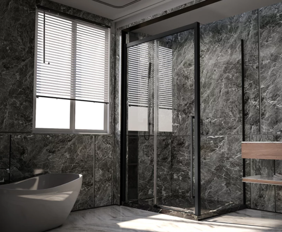 Душевой уголок Veconi Premium Trento PTC-SP-30B 150x90, профиль черный