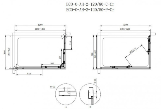 Душевой уголок Cezares Eco-O-AH-2-100/90-C-Cr