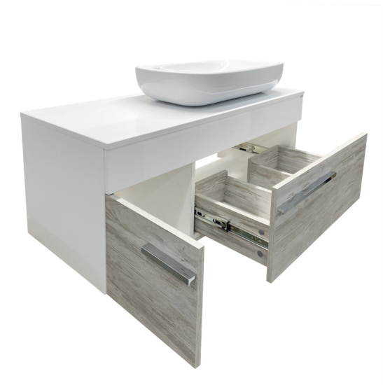 Тумба с раковиной Runo Вудлайн 100 скандинавский дуб, раковина  Infinity 60