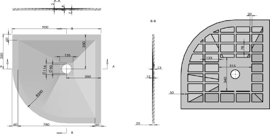 Поддон для душа Vincea VST-4SQ9090A 90x90 антрацит, с сифоном
