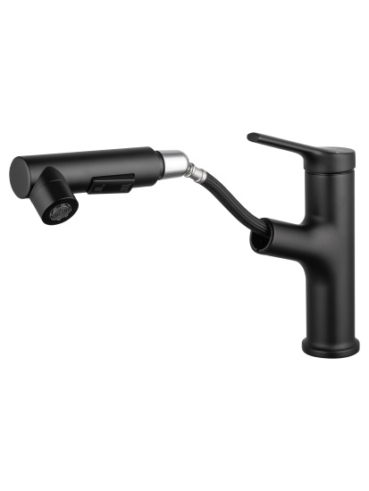 Смеситель для раковины Wonzon & Woghand WW-A40862-MB с выдвижным изливом