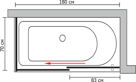 Шторка на ванну GuteWetter Slide Part GV-863B левая 180x70 см стекло бесцветное, профиль хром