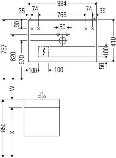 Мебель для ванной Duravit White Tulip 105 2 ящика, шелковисто-матовый