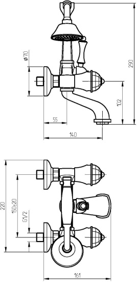 Смеситель для ванны Migliore Korona Crystall 27307 хром