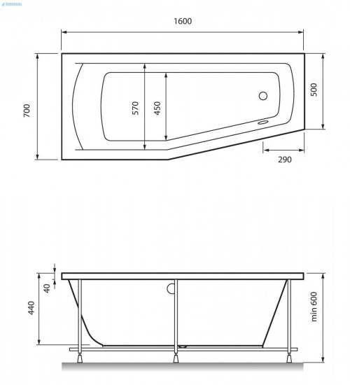 Акриловая ванна Relisan Aquarius 160x70 L левая