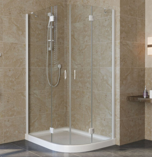 Душевой уголок Vegas Glass AFS-F Lux 110*80 01 01 L профиль белый, стекло прозрачное