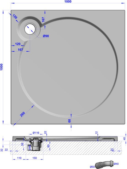 Поддон для душа GuteWetter Deluxe 100x100x4 Q черный