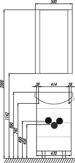 Мебель для ванной Aquaton Ария Н 50 черный глянец