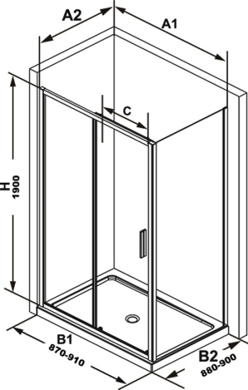 Душевой уголок Ravak BLDZ2 90х90, Transparent, профиль хром