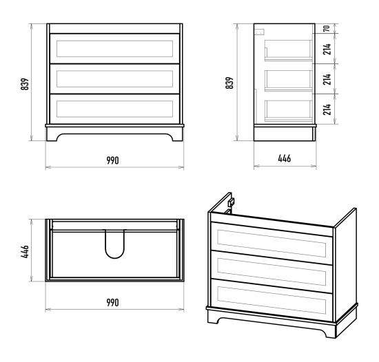 Тумба с раковиной Misty Ларго 100