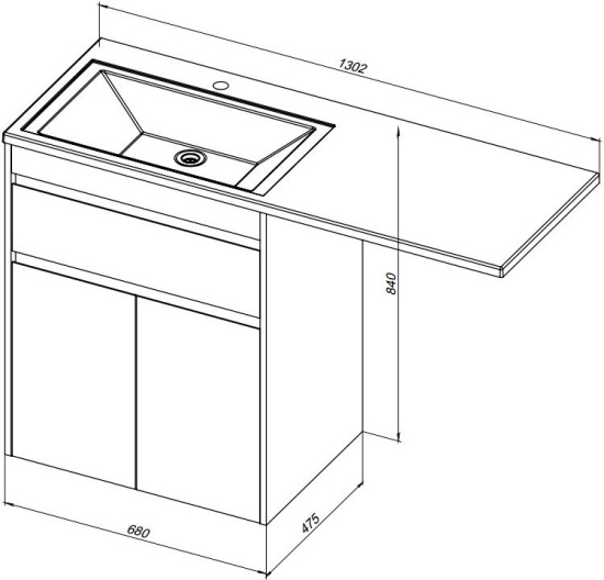 Тумба с раковиной Aquanet Токио 68 1 ящик, 2 двери