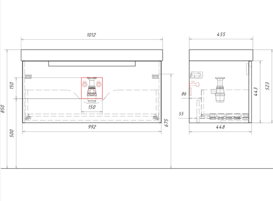 Тумба с раковиной Aqwella Vancouver 100 подвесная, белая