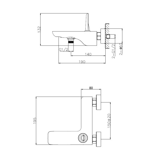 Смеситель для ванны Wonzon & Woghand Shark WW-48B3101-CR