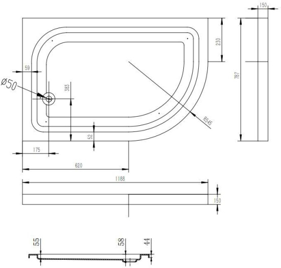 Душевой уголок Esbano ESD-8027А 120x80, L, с поддоном