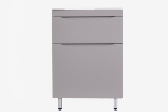 Тумба с раковиной Style Line Бергамо мини 60 2 ящика Люкс антискрейтч серая, Plus напольная