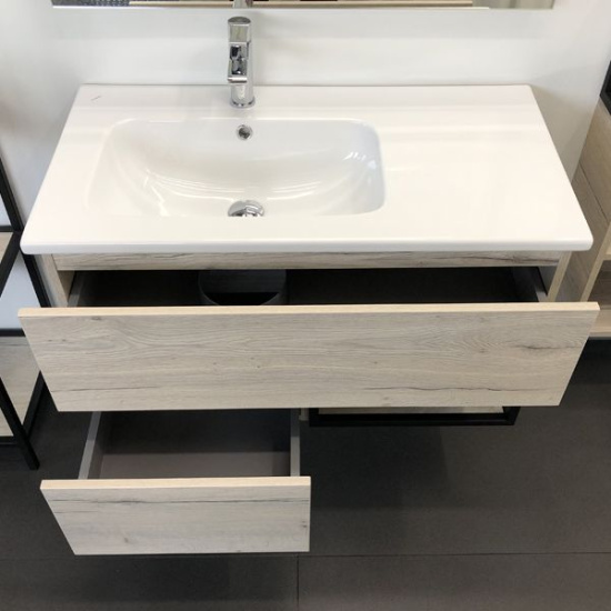 Мебель для ванной Comforty Мальме 90, подвесная, дуб дымчатый