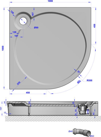 Поддон для душа GuteWetter Deluxe 100x100x16 R терракот