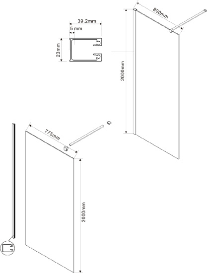 Душевая перегородка Vincea Walk-in VSW-1H800CG 80 см, профиль хром, стекло тонированное