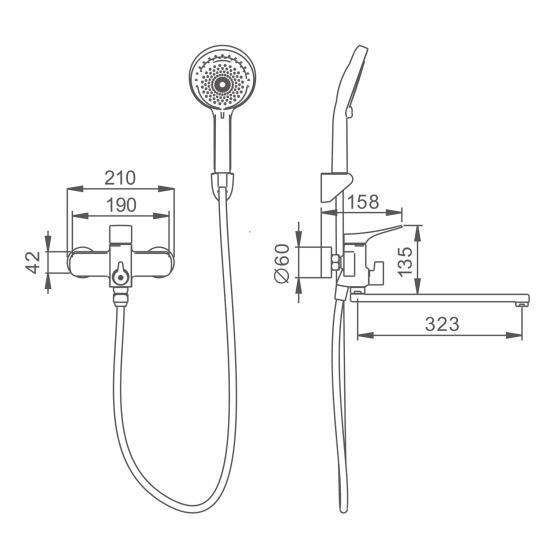 Смеситель для ванны Splenka S54.22.03 универсальный