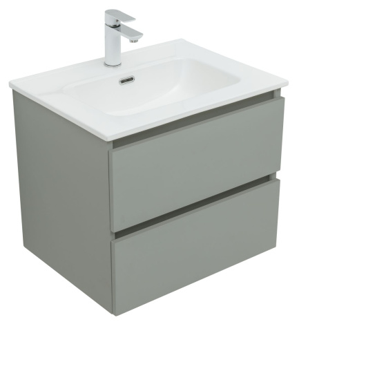Тумба с раковиной Aquanet Вега 2.0 60 2 ящика, мисти грин, раковина Flat